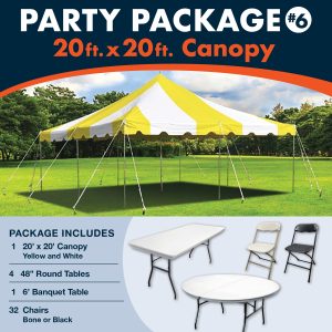 Party Package 20' X 20' Canopy Y&W (Customer Installed Only)