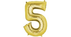 34" Mylar Balloon- Gold Number 5