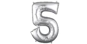 34" Mylar Balloon- Silver Number 5